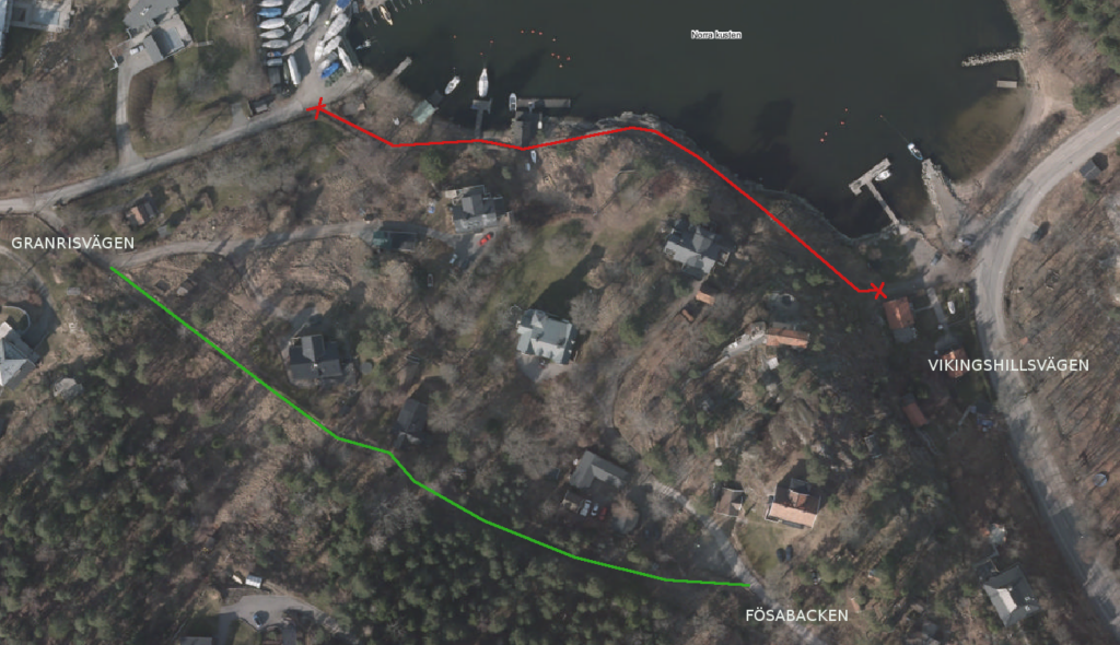 Alternativ gångstig under ombyggnaden.